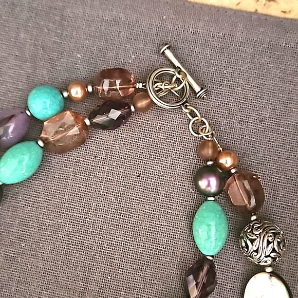 Premier Designs set Necklace, bracelet & earrings beautiful! Silver, turquoise - Picture 4 of 9